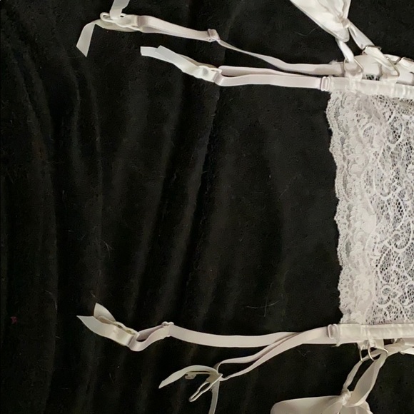 White intimate top w/ lace up sides/garter straps - Picture 2 of 5